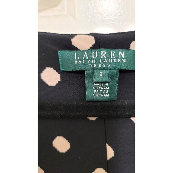 Ralph Lauren Polka Dot Dress With Cowl Neck & Half Sleeves Size 6 - Picture 10 of 12